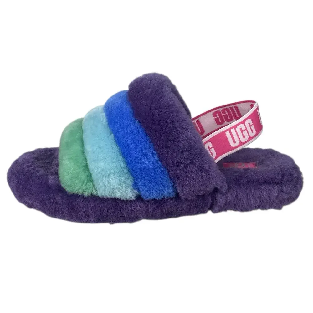 UGG Kids Fluff Yeah Purple Shearling Sandal Slipper Size US 6